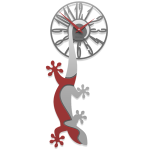 Callea design hanging gecko modern wall clock ruby