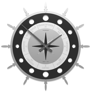 Callea design modern wall clock compass rose black