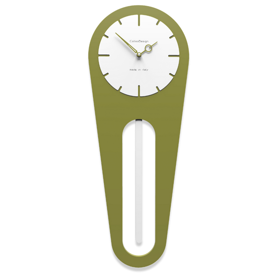 Callea design modern wall clock pendulum sally olive green