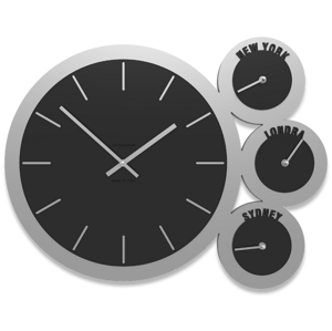 Wall clock time zones black and grey