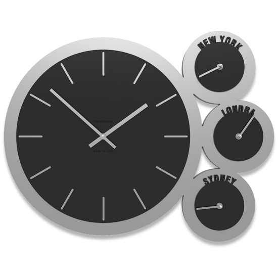 Wall clock time zones black and grey