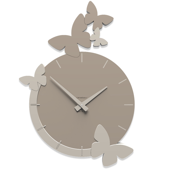 Callea design modern wall clock butterflies flight dove grey