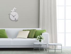 Callea design modern wall clock butterflies flight dove grey