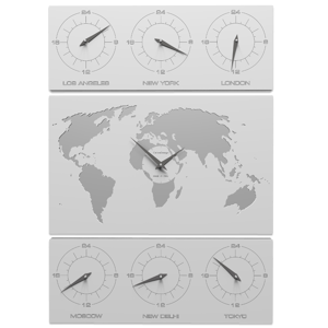 Callea design v-cosmo wall clock for office white planisphere time zones