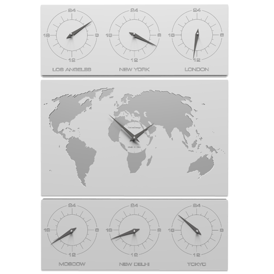 Callea design v-cosmo wall clock for office white planisphere time zones