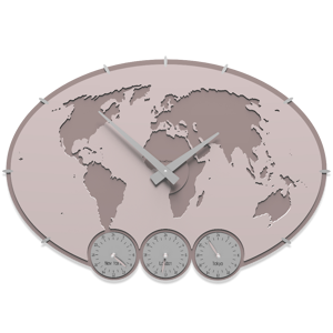 Callea design greenwich wall clock planisphere with time zones pink shell colour