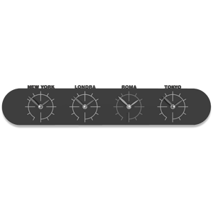 Callea design singapore wall clock in wood with time zones black
