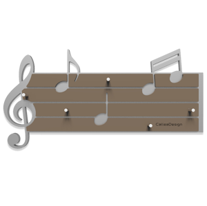Callea design tartini key holder stave and musical notes aluminium and dove grey