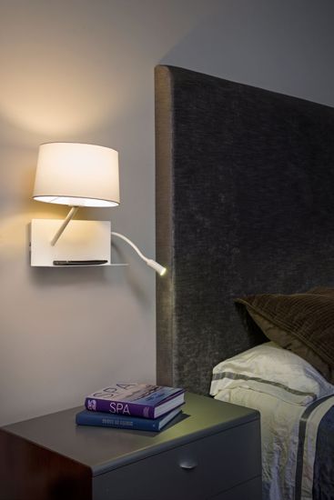 Faro barcelona handy wall bedside with shelf and usb port left