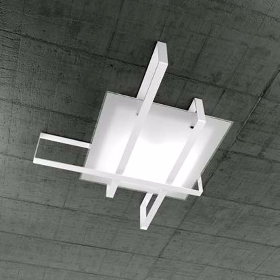Top light cross ceiling lamp 99cm white metal and glass