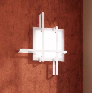 Op light cross ceiling lamp 51cm white metal and glass