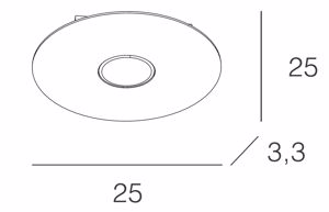 Top light ceiling lamp cloud white; round and modern 1 light ø25cm