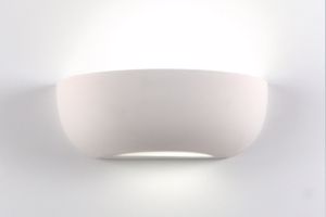 Ceramic wall light with light cutting l32 cm paintable plaster effect isyluce