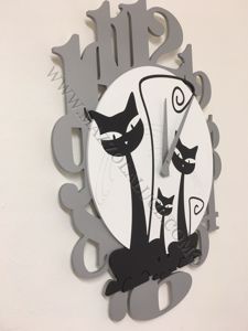 Callea design 3 cats modern wall clock black