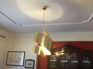 Metal pendant light golden leaf hand decorated marchetti lighting garagoi 