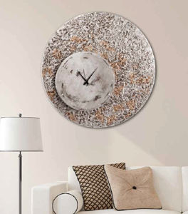  pintdecor large wall clock 70cm eccentric material relief silver / gold leaf