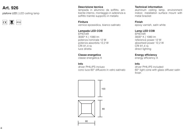 Isyluce faretto da soffitto led cubo 12w 3000k bianco per interni - 926