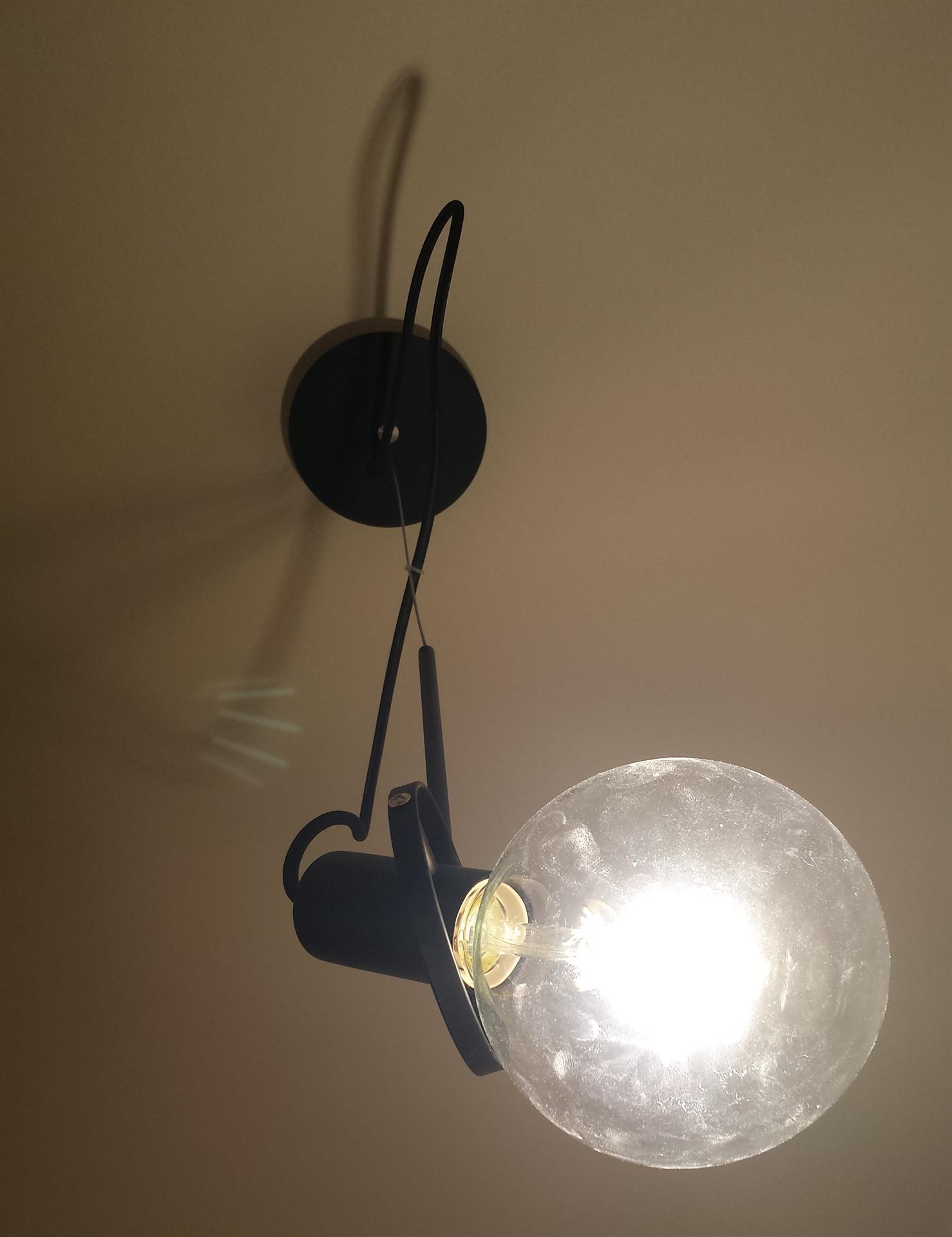 1 Light Suspension Visible Lamp With Black Fabric Cable Ideallux