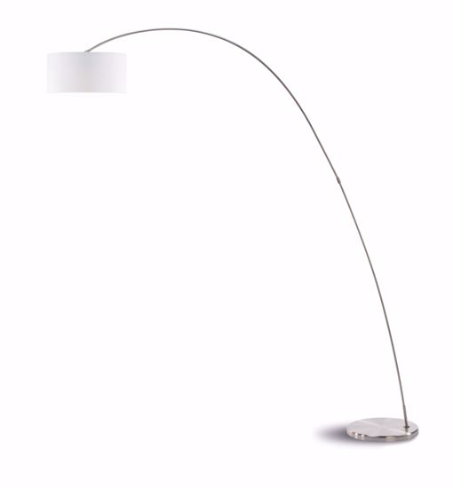 Modern arch floor lamp satin grey with fabric shade