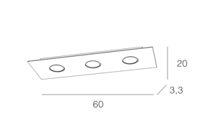 Top light area led ceiling lamp rectangular 3 lights