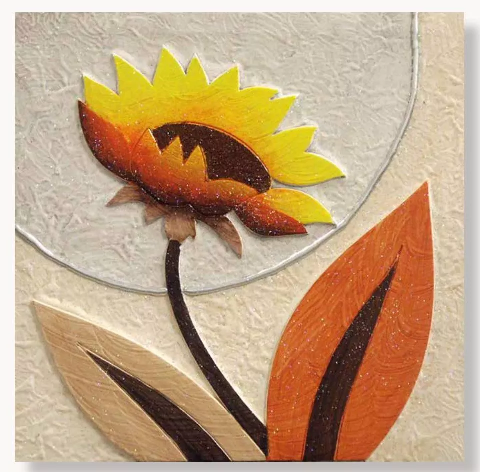 Artitalia sunflower i wall art 35x35 shades of orange embossed hand  decorated canvas - 4410