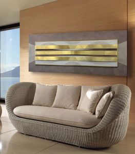 Wall art harmonic ensemble iii 155x65 modern design handmade embossed golden leaf details