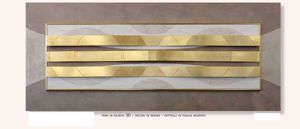 Wall art harmonic ensemble iii 155x65 modern design handmade embossed golden leaf details