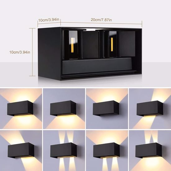 Black rectangular wall light 24w 3000k ip54 for outdoor directional light beams