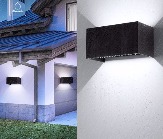 Black rectangular wall light 24w 3000k ip54 for outdoor directional light beams