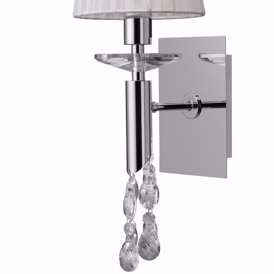 Chrome wall light contemporary design 1-light lamp with organza lampshade mantra tiffany 