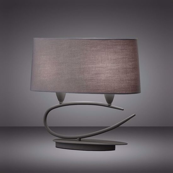 Mantra lua ash grey table lamp with oval fabric lampshade