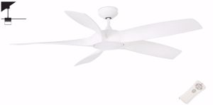 Ventilatore da soffitto fino a 28mq con telecomando e luce pale bianco 133cm