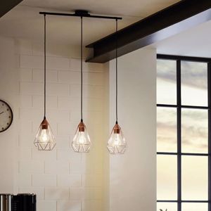 Eglo tarbes suspension design vintage three lights rail color copper