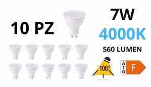 Box set of 10 led light bulbs gu10 7w 4000k gea luce