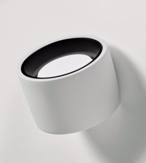 Modern round black and white wall sconce, Nasso by Sforzin