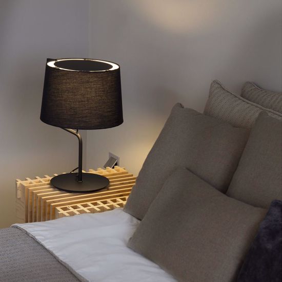 Faro berni black table lamp with shade in fabric hotel style