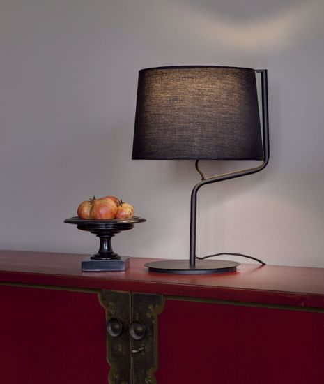 Faro berni black table lamp with shade in fabric hotel style