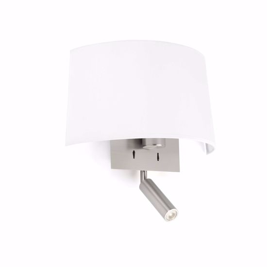 Faro volta wall lamp in white fabric double light