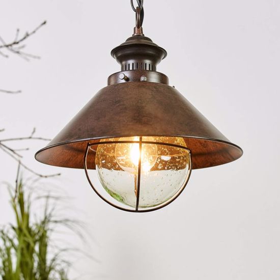 Faro nautica-p rustic lantern in brown metal ø26cm