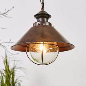 Faro nautica-g rustic lantern in brown metal ø34cm