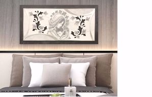 Artitalia contemporary art above bed 120x60 anthracite grey with glitter and silver leaf decorations