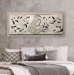 Artitalia contemporary art above bed mother and child 155x65 glitter and gold leaf