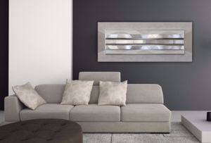 Wall art harmonic ensemble i 155x65 modern desgin hand decorated embossed silver foil details