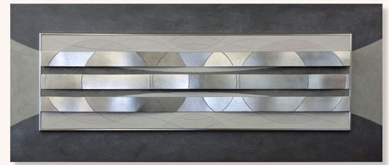 Decorative wall art harmonic ensemble ii 155x65 original design hand decorated embossed silver foil details