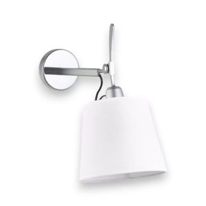 Classic wall light above bedside table rotating white lampshade