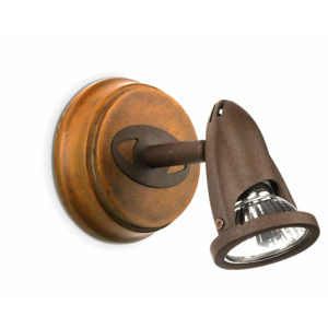 Faro star rustic spotlight 1 light wood and brown metal