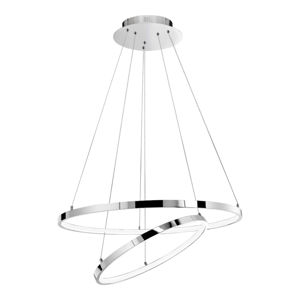 Pendant light chromed 75w 3000k double rings for living room