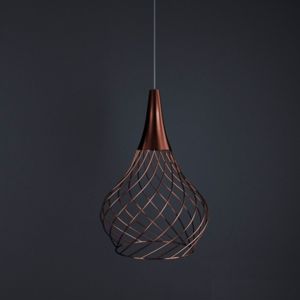 Led vintage pendant light 26cm copper openwork mongolfier