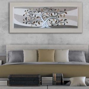 Artitalia tree of life painting brown beige and silver leaf