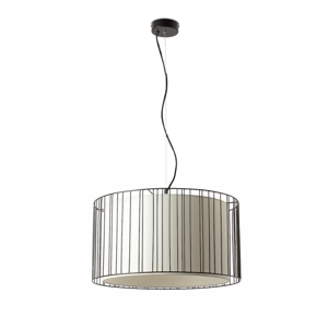 Faro linda suspension in black metal and shade in white fabric